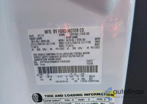 2013 Ford F-150 Svt Raptor from USA, damaged, VIN 1FTFW1R68DFC65225